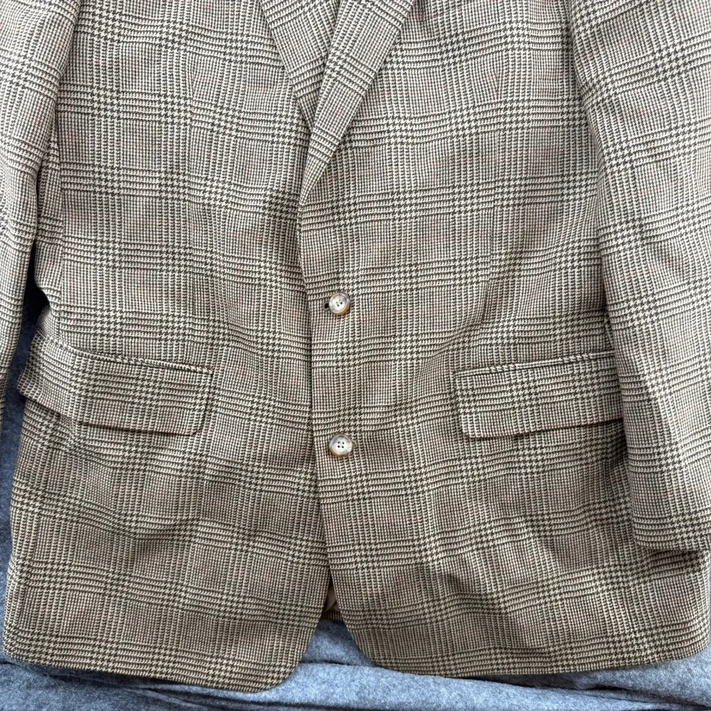 Brooks‎ Brothers Sport Coat VTG 43LG Tan Glen Plaid Two Button Blazer Jacket USA